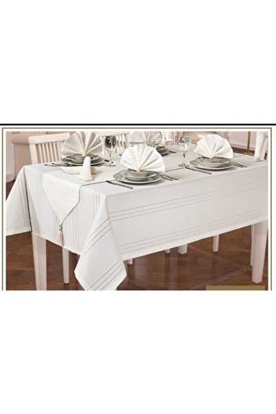 TANIR TEKSTİL Colber Kumaş Masa Örtüsü Seti 12 Kişilik 26 Parça Lüx Takım