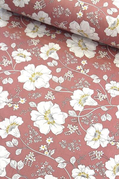 daisy star Gül Kurusu Nevresimlik Poplin Kumaş
