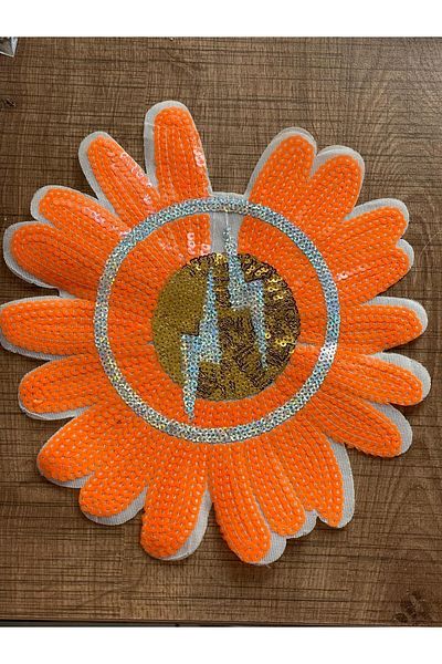 Gönülden Tasarım 23x23 cm flori portocalii de călcat - petale cu paiete și aplicație lipicioasă