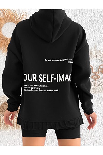 Noa Noa Світшот з принтом для хлопців з капюшоном та кишенею-кенгуру з принтом "Self Image