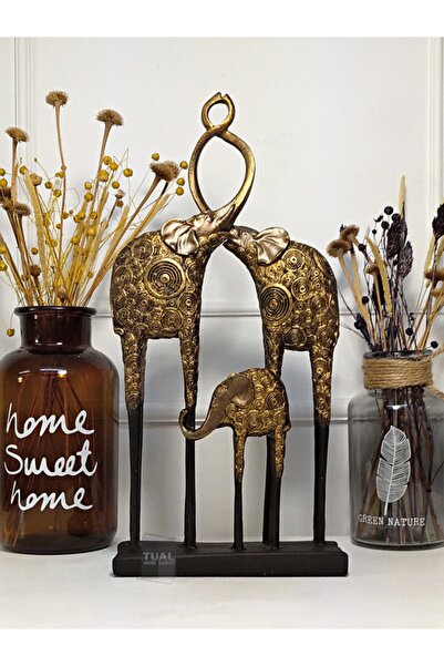 Genel Markalar Dekoratif Polyester Fil Ailesi Heykel Biblo