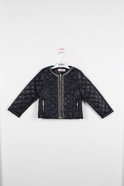 incity Girl's Navy Blue Leather Coat