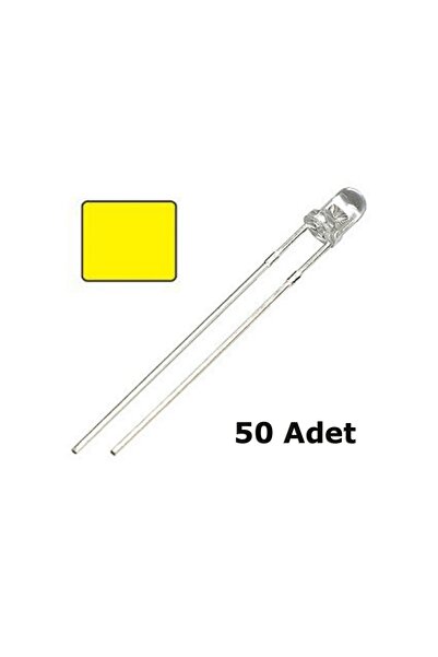 Vigor 3mm Şeffaf Led Sarı Led Diyot Arduino Led - 50 Adet