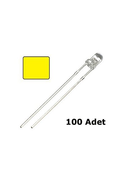 Vigor 3mm Şeffaf Led Sarı Led Diyot Arduino Led - 100 Adet