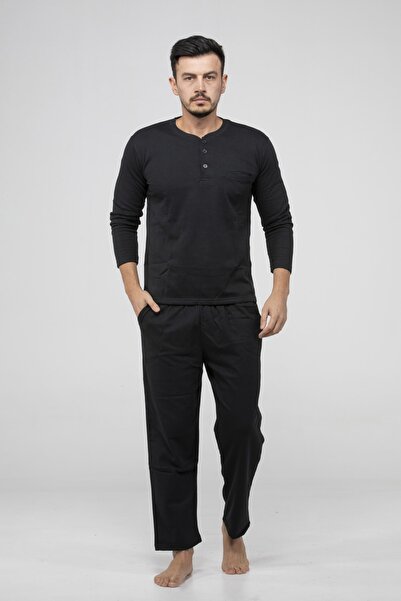 MAGİCAL STORY Pamuklu Cepli Erkek Siyah Pijama Takımı