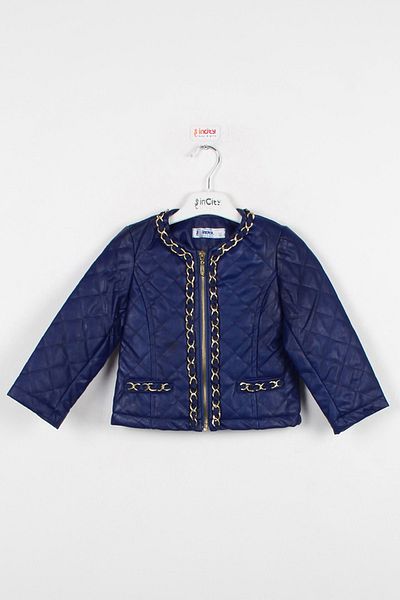 incity Girl's Chain Detailed Saks Leather Coat