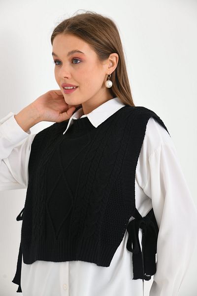 VOLT CLOTHİNG Patterned Women's Knitwear Sweater - Adjustable Side Tie