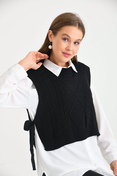 VOLT CLOTHİNG Patterned Women's Knitwear Sweater - Adjustable Side Tie