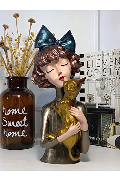Dekoromi Tual Hobi Sanat Dekoratif Kedili Kız Biblo Heykel