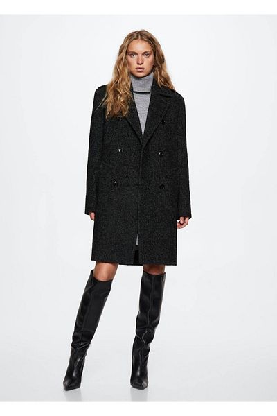 MANGO Woman Double Breasted Coat with Lapels