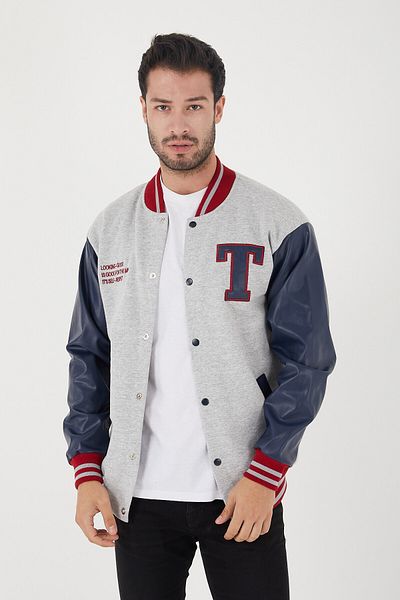 Sporting Men's Gray Navy Blue Claret Red Relaxed Cut College Coat