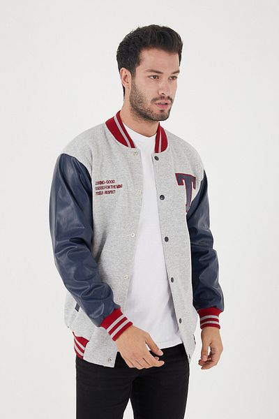 Sporting Men's Gray Navy Blue Claret Red Relaxed Cut College Coat