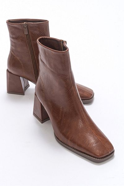 LuviShoes Loren Tan gemusterte Damenstiefel