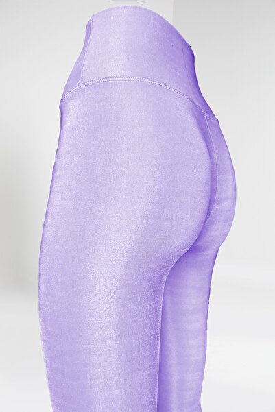 tytbtkcom Mila - Shiny Lila Renk Uzun Parlak Kumaş Tayt