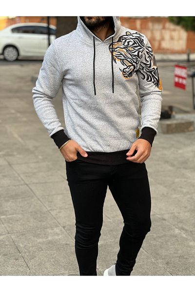 rvs moda Lion Embroidered Hooded Fleece