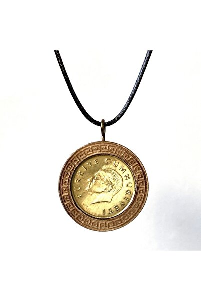 Market66 Eski 500tl Madeni Para Konulabilen Ahşap Kolye Ucu 90lar Koleksiyonl...