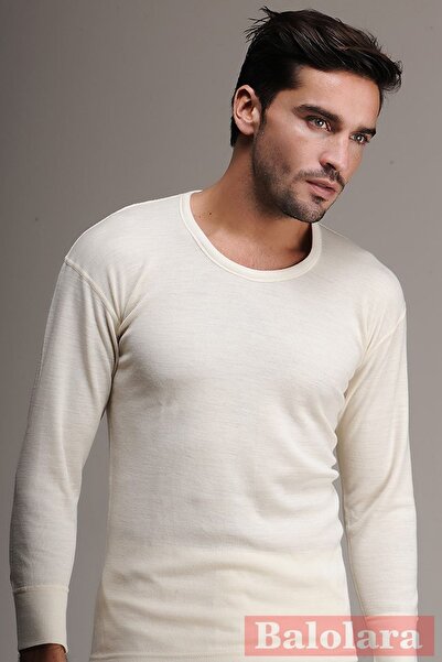 Hasyün 102 Ανδρικό μακρυμάνικο μάλλινο εσώρουχο μπεζ