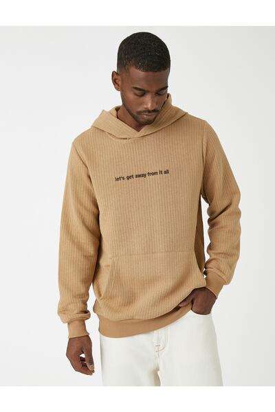 Koton Slogan vyšívaná mikina s kapucí a kapsou