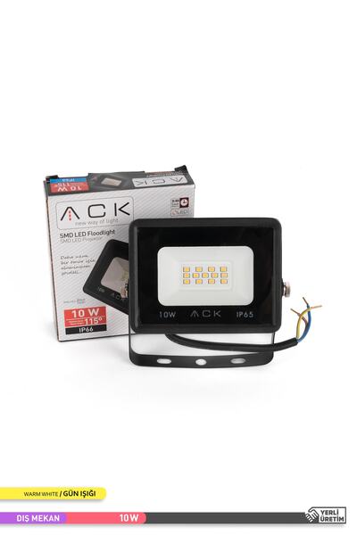 ACK 10w Smd Led Projektör Siyah Kasa 3000k Gün Işığı