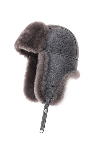 Mumcu's Leather Winter Genuine Leather Fur Ushanka Pilot Unisex Cap