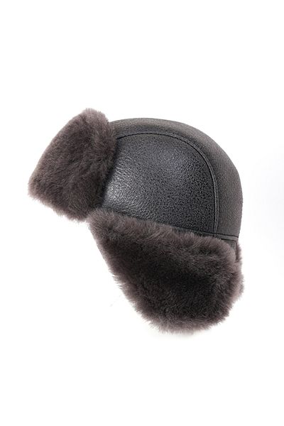 Mumcu's Leather Winter Genuine Leather Fur Ushanka Pilot Unisex Cap