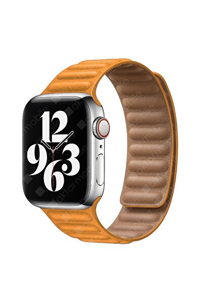 AktarMobile Watch Ultra 49 Mm Uyumlu Baklalı Model Deri Kayış Mıknatıslı Kordon