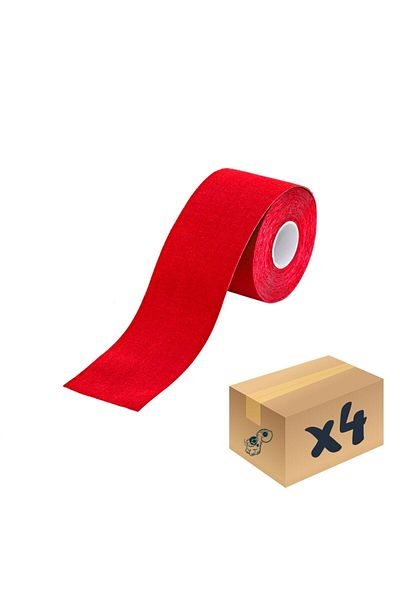 VZN Tape Kinesiology شريط رياضي Vzn Kinesio – شريط ألم رياضي 5 متر × 5 سم أحمر 4 قطع