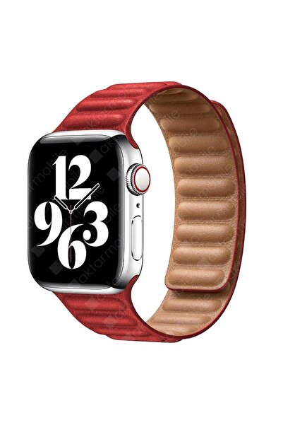 AktarMobile Watch Ultra 49 Mm Uyumlu Baklalı Model Deri Kayış Mıknatıslı Kordon