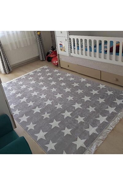 ALLGELSİN Yıldız Detaylı Çocuk Odası Halısı Ince Kaymaz Tabanlı Aktivite Ve Oyun Halısı 160x230 4m2