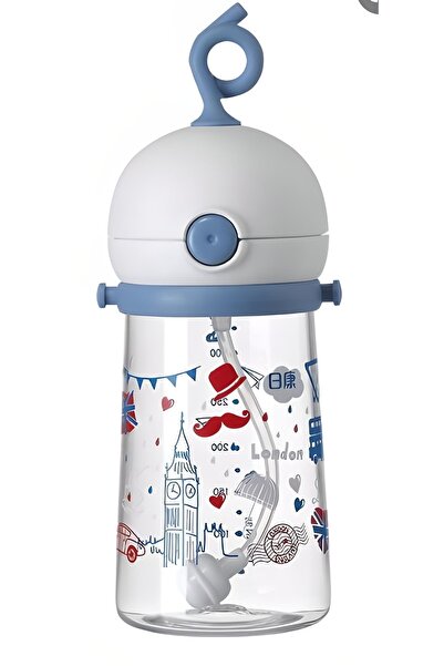 Rovco Çocuk Tritan 350 Ml Pipetli Tritan Su Matarası London -akıllı Pipet Kay...