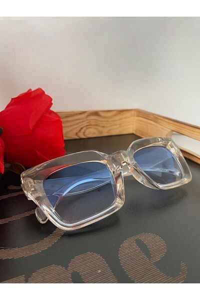 Mathilda Aksesuar Mia Thick Framed Design Glasses Transparent Frame Blue Glass