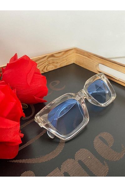 Mathilda Aksesuar Mia Thick Framed Design Glasses Transparent Frame Blue Glass