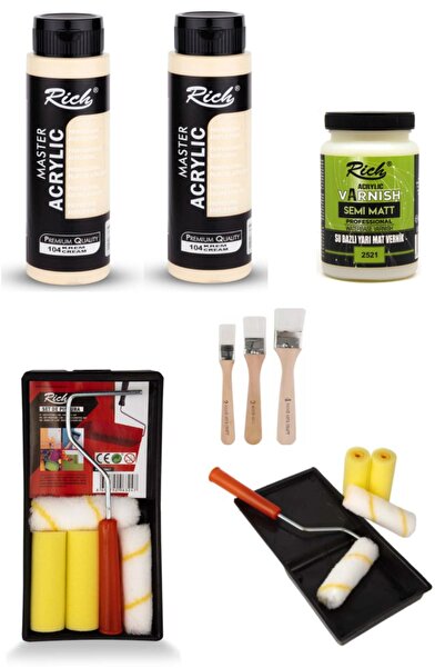 GLANCE Rich Master Akrilik Boya Krem 500ccx2 .dolap Boyama + Mobilya Boyama S...