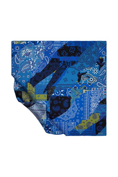 ipekevi Μεταξωτό μαντίλι Tivil με μοτίβο Saks Blue Patchwork