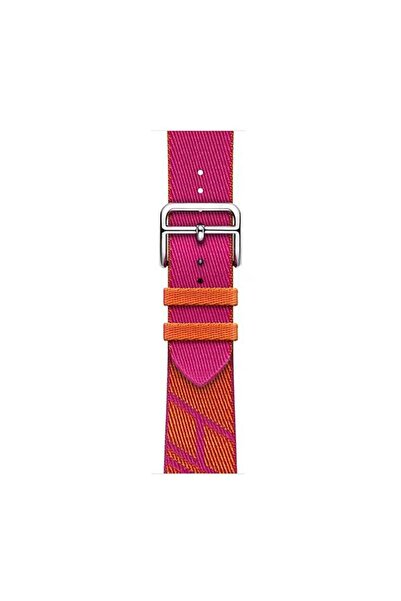 AktarMobile Watch Ultra 49 Mm Uyumlu Hermes Hasır Kumaş Kordon Renkli Özgün T...