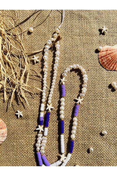 Karlay Purple Fimo Bead Neck Strap Phone Strap Phone Charm