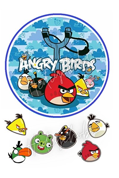 hediyehobihersey Angry Birds Resimli Yenilebilir Pasta Üstü Şeker Kağıdı Bask...