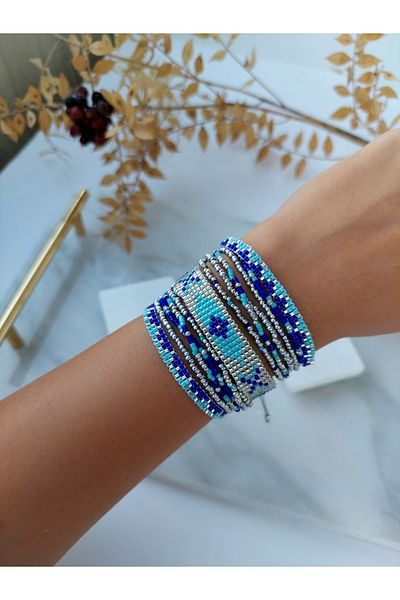 BUNİTA DESİGN Silver Multiple Miyuki Bracelet Set