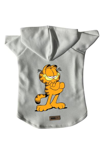 Monopetz سويت شيرت من الصوف بغطاء للرأس من Garfield - ملابس للكلاب والقطط - م...