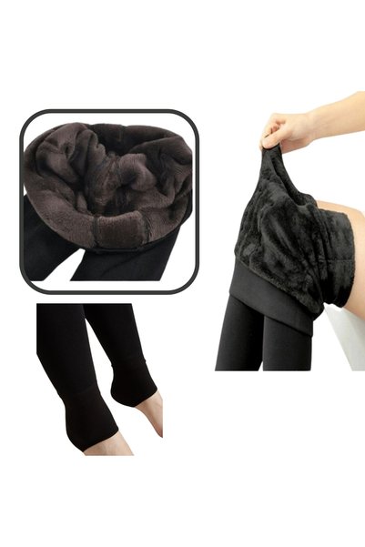 sebura Winter Plush Thermal Leggings Underwear Black Women's Leggings Warm Sauna Leggings