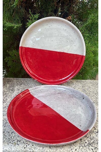 Tini Mini Seramik El Yapımı Seramik Kahvaltı - Tatlı Tabağı (2'Lİ SET) - Renk...