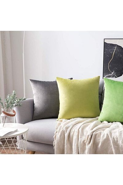 stellahomes Husă de pernă specială din catifea premium de culoare gri, pachet de 2 43x43 cm
