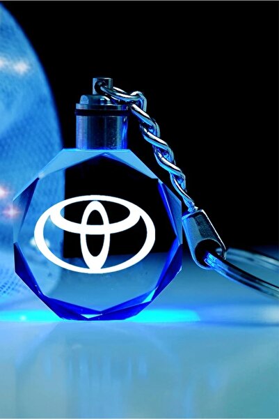 MERTKRİSTAL Led Anahtarlık Toyota Logolu 2d Patlatma Kristal Led Işıklı Anaht...