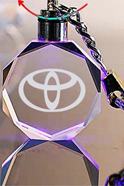 MERTKRİSTAL Led Anahtarlık Toyota Logolu 2d Patlatma Kristal Led Işıklı Anahtarlık, Araba Anahtarlığı