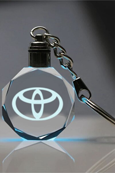 MERTKRİSTAL Led Anahtarlık Toyota Logolu 2d Patlatma Kristal Led Işıklı Anahtarlık, Araba Anahtarlığı