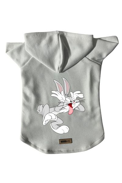 Monopetz Hooded Fleece Sweatshirt Dog And Cat Outfit & Dress - White Bugs Bunny
