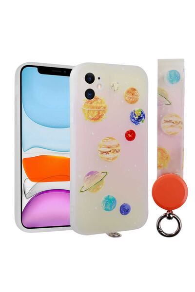 Nezih Case Apple Iphone 11 Uyumlu El Askılı Desenli Arte Silikon Kılıf No5