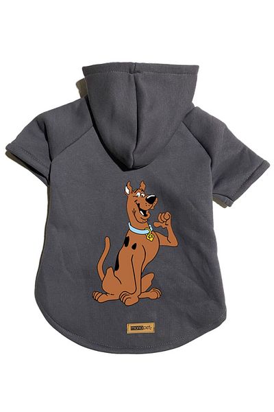 Monopetz Anthracite Scooby Doo Hooded Fleece Sweatshirt - Dog and Cat Outfit Dress - Size S