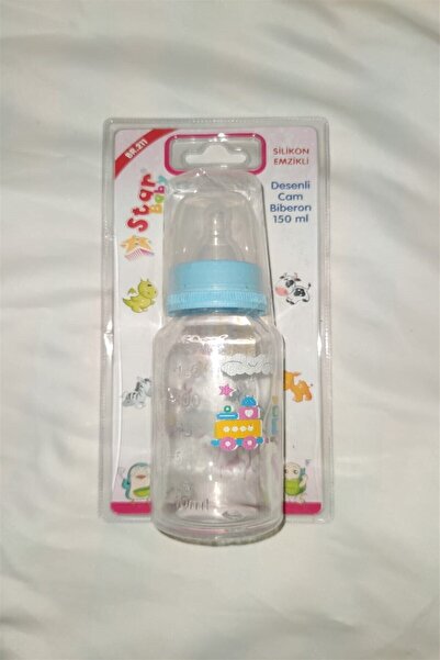 Genel Markalar Bebekler için 150 ml mavi silikon emzikli cam biberon, güvenle...