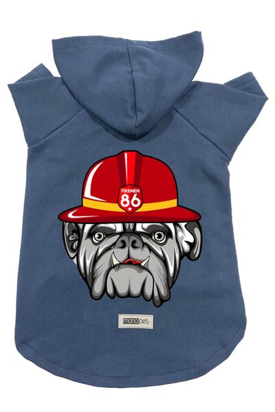 Monopetz Firemen باللون الأزرق الداكن - مقاس XL، سويت شيرت من الصوف بغطاء للر...